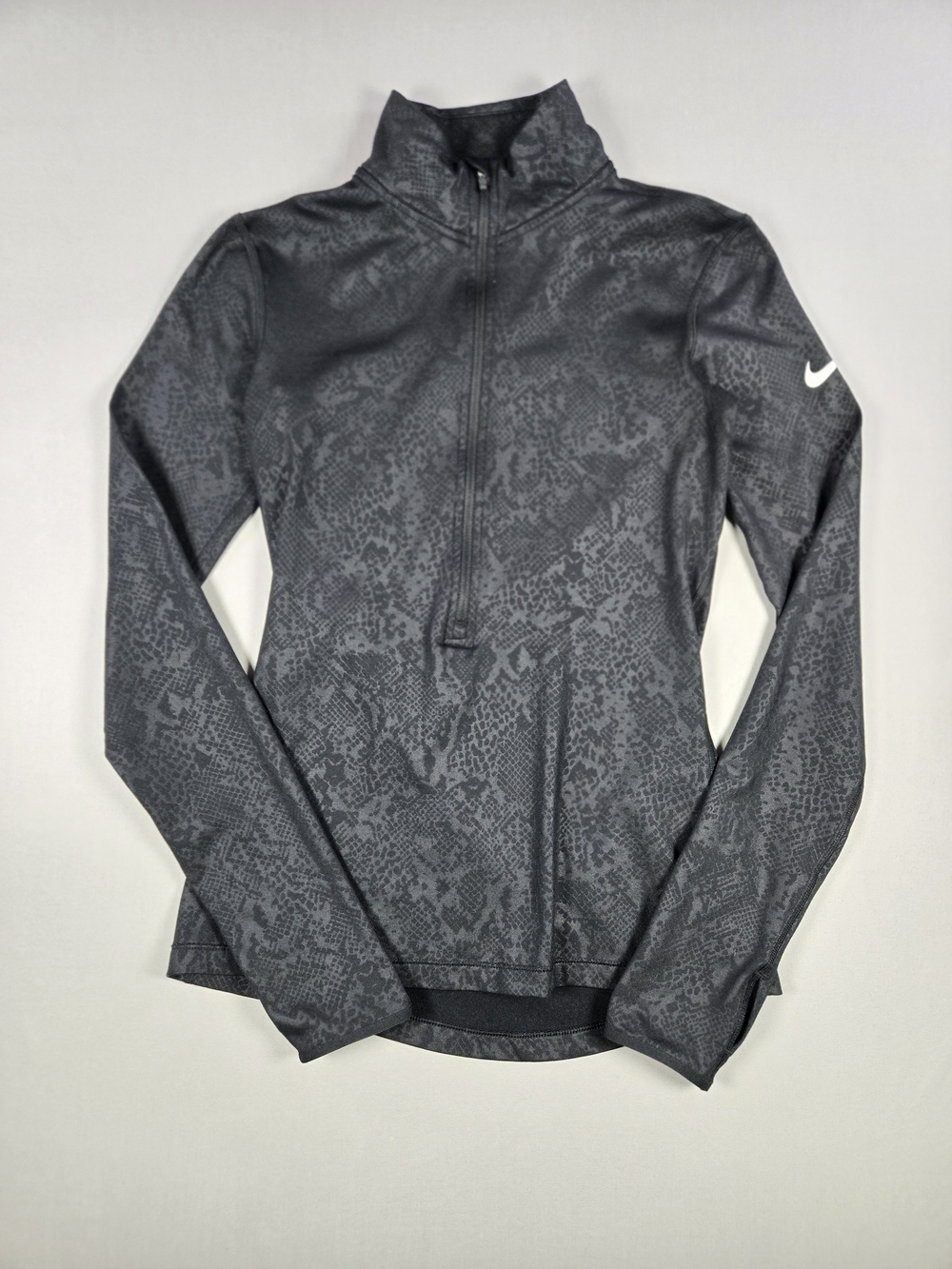 Nike Pro Dri-FIT Black Snakeskin Embossed Heights Vixen Half-Zip Pullover Small